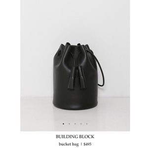 Building Block Leather Bucket Bag w/Tassels